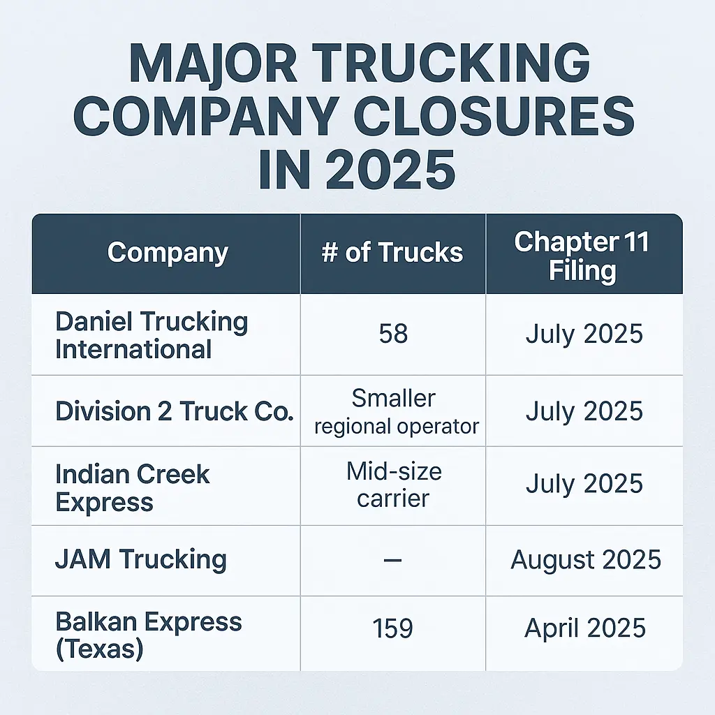 Major Trucking Company Closures in 2025